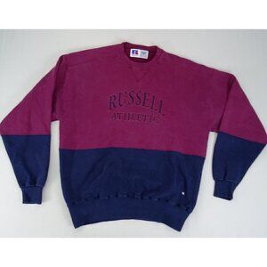 Vintage Russell‎ Athletic XL Sweatshirt Color Block Cut Sew Crewneck Spell Out